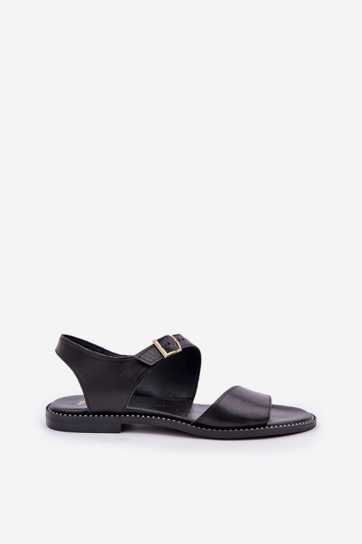 Ladies leather flat sandals Zazoo 3014 black Ladies leather flat sandals Zazoo 3014 black