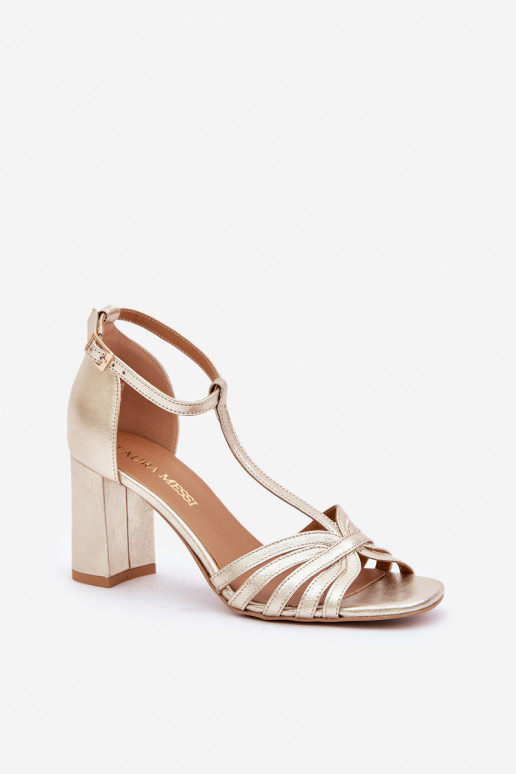 SandaływithNaturalnej Skóry Na Słupku Laura Messi 2766