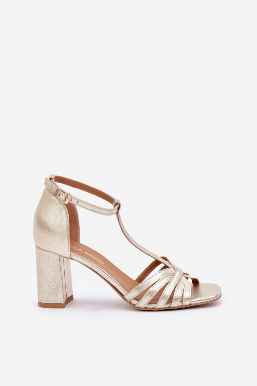 SandaływithNaturalnej Skóry Na Słupku Laura Messi 2766