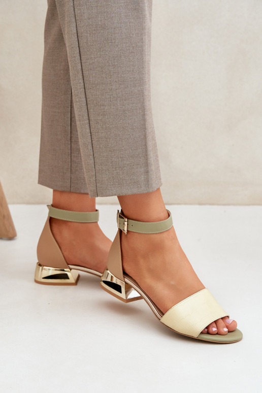 Leather sandals on gold heel beige Laura Messi 2143 Leather sandals on gold heel beige Laura Messi 2143