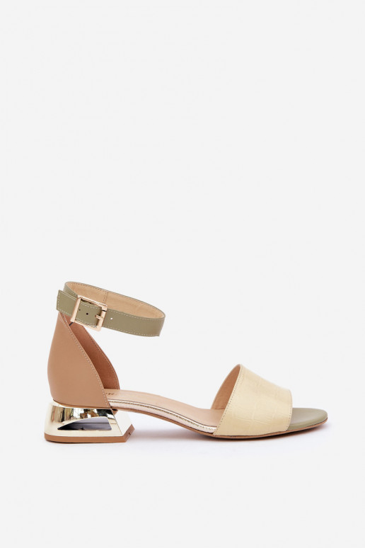 Leather sandals on gold heel beige Laura Messi 2143 Leather sandals on gold heel beige Laura Messi 2143