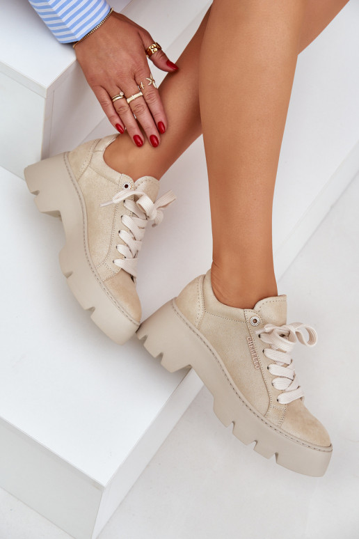 Sneakers Sports Shoes On Platform CheBello 4632 Gold Sneakers Sports Shoes On Platform CheBello 4632 Gold