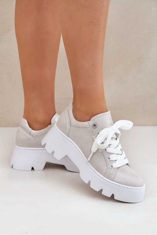 Sneakersy Buty Sportowe Na Platformie CheBello 4632 Srebrne Sneakersy Buty Sportowe Na Platformie CheBello 4632 Srebrne