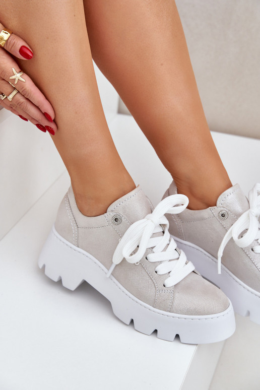 Sneakersy Buty Sportowe Na Platformie CheBello 4632 Srebrne Sneakersy Buty Sportowe Na Platformie CheBello 4632 Srebrne