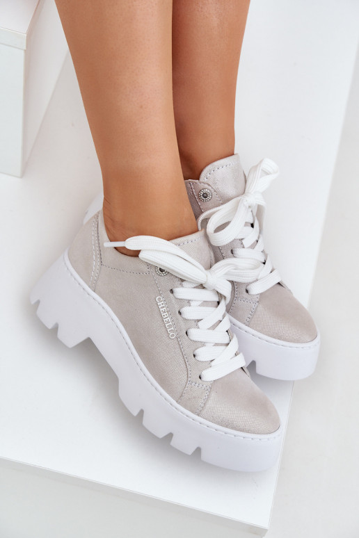 Sneakersy Buty Sportowe Na Platformie CheBello 4632 Srebrne Sneakersy Buty Sportowe Na Platformie CheBello 4632 Srebrne