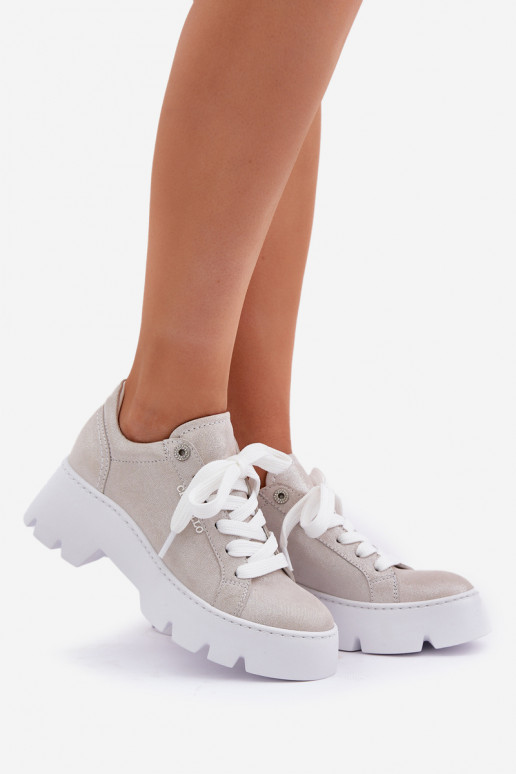 Sneakersy Buty Sportowe Na Platformie CheBello 4632 Srebrne Sneakersy Buty Sportowe Na Platformie CheBello 4632 Srebrne