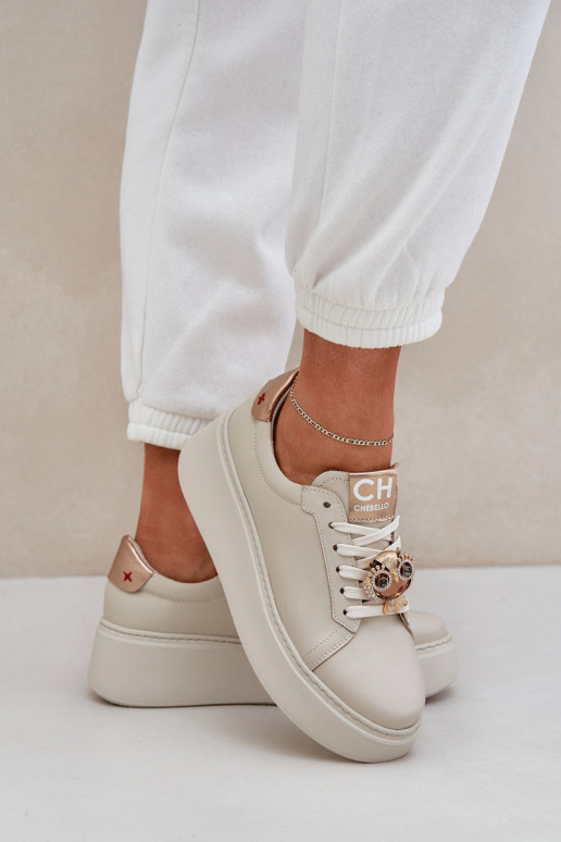 Ladies Leather Sneakers CheBello 4411 Light Beige Ladies Leather Sneakers CheBello 4411 Light Beige