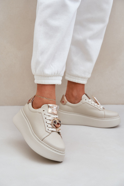Ladies Leather Sneakers CheBello 4411 Light Beige Ladies Leather Sneakers CheBello 4411 Light Beige
