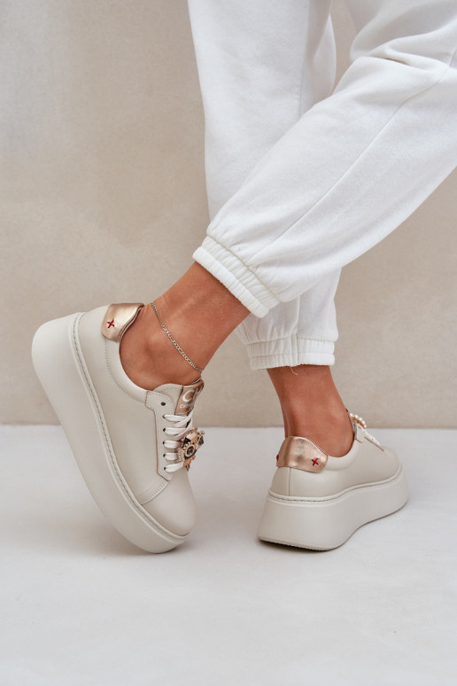 Ladies Leather Sneakers CheBello 4411 Light Beige Ladies Leather Sneakers CheBello 4411 Light Beige