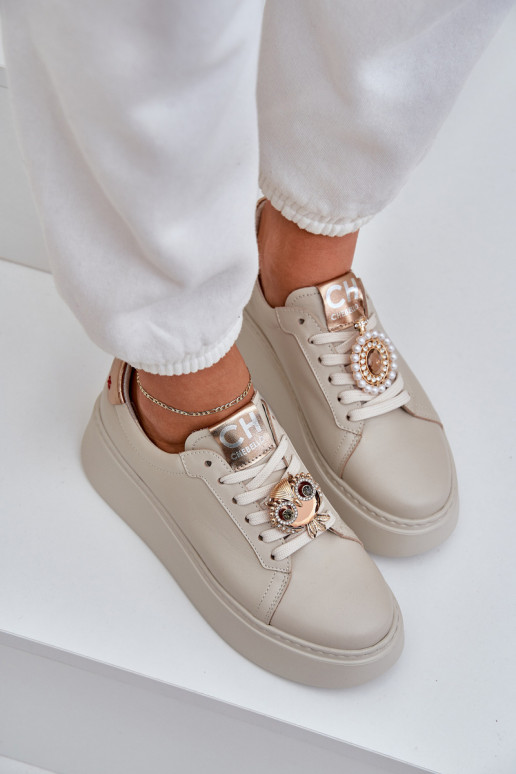 Ladies Leather Sneakers CheBello 4411 Light Beige Ladies Leather Sneakers CheBello 4411 Light Beige