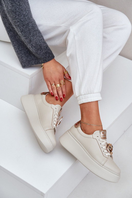 Ladies Leather Sneakers CheBello 4411 Light Beige Ladies Leather Sneakers CheBello 4411 Light Beige