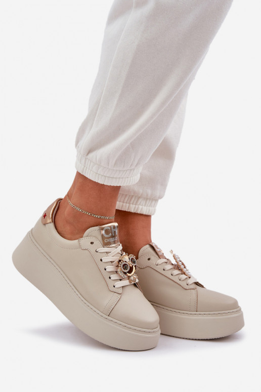 Ladies Leather Sneakers CheBello 4411 Light Beige Ladies Leather Sneakers CheBello 4411 Light Beige