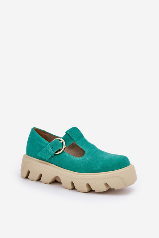 Suede Loafers With Buckle Zazoo 20183 Green Suede Loafers With Buckle Zazoo 20183 Green