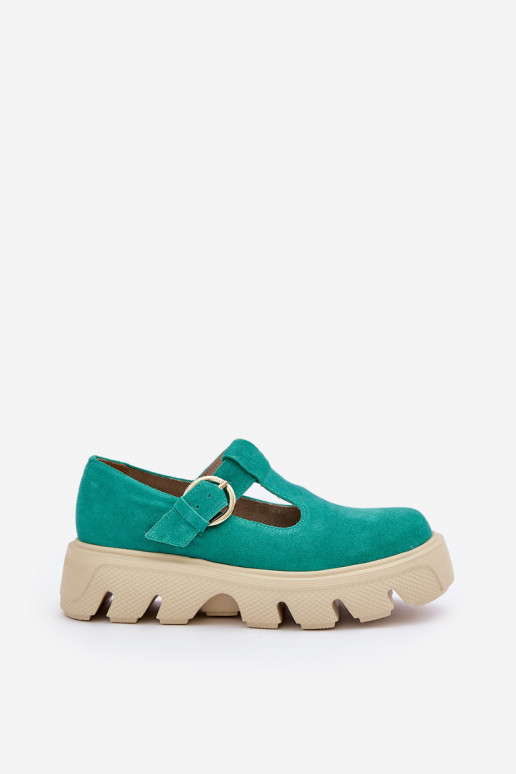 Suede Loafers With Buckle Zazoo 20183 Green Suede Loafers With Buckle Zazoo 20183 Green