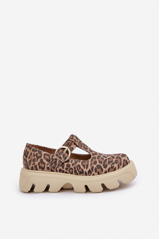 Suede Loafers With Buckle In Leopard Print Zazoo 20183 Brown Suede Loafers With Buckle In Leopard Print Zazoo 20183 Brown