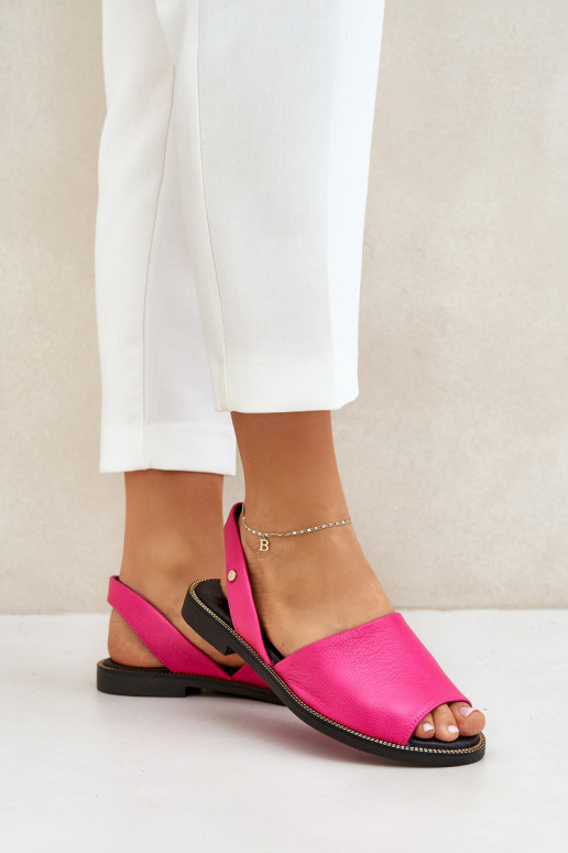 Leather Slip-On Sandals Fuchsia Zazoo 40327 Leather Slip-On Sandals Fuchsia Zazoo 40327