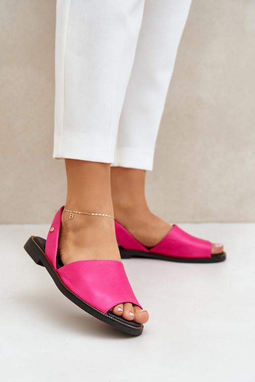 Leather Slip-On Sandals Fuchsia Zazoo 40327 Leather Slip-On Sandals Fuchsia Zazoo 40327
