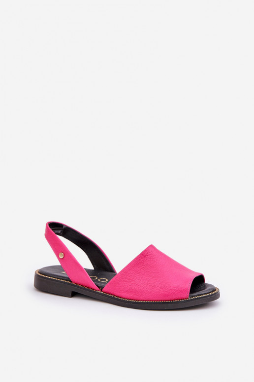 Leather Slip-On Sandals Fuchsia Zazoo 40327 Leather Slip-On Sandals Fuchsia Zazoo 40327