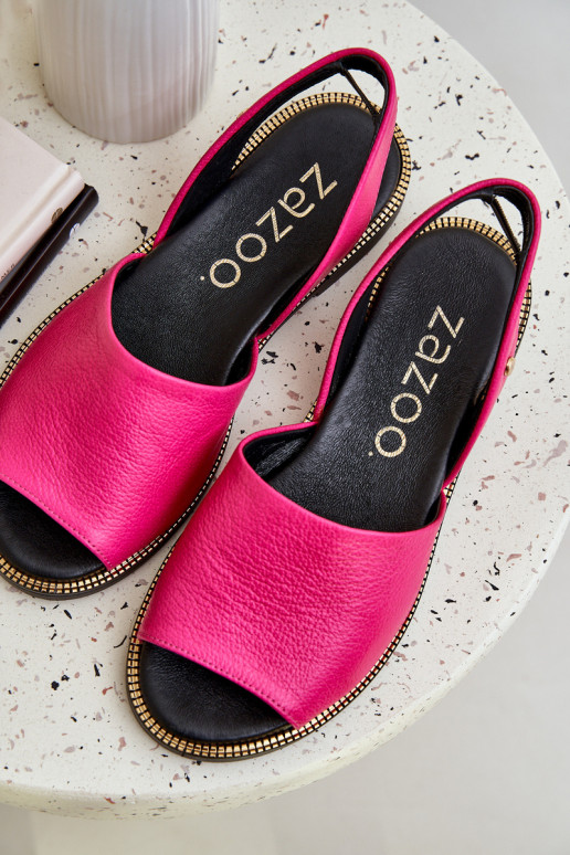 Leather Slip-On Sandals Fuchsia Zazoo 40327 Leather Slip-On Sandals Fuchsia Zazoo 40327