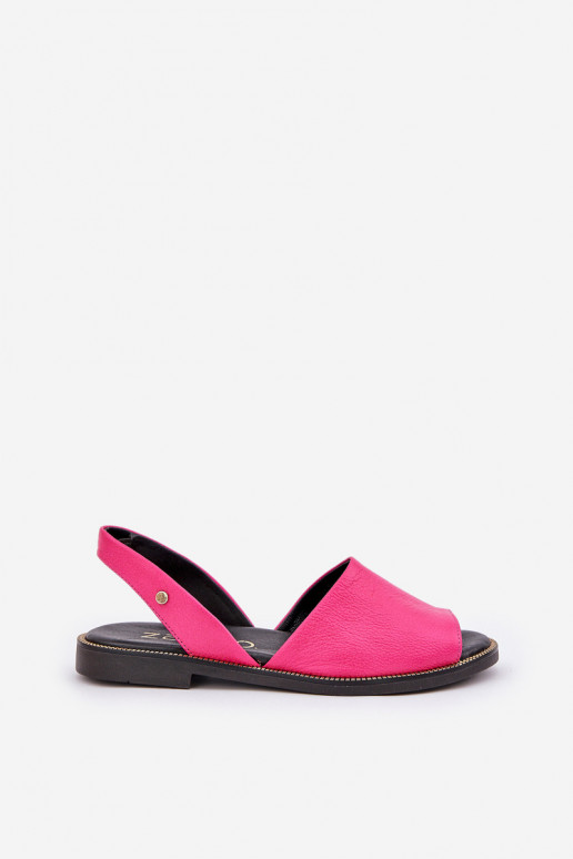 Leather Slip-On Sandals Fuchsia Zazoo 40327 Leather Slip-On Sandals Fuchsia Zazoo 40327