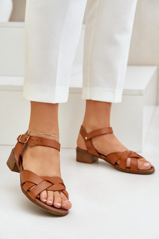 Leather Sandals On A Delicate Heel Brown Zazoo 40372 Leather Sandals On A Delicate Heel Brown Zazoo 40372
