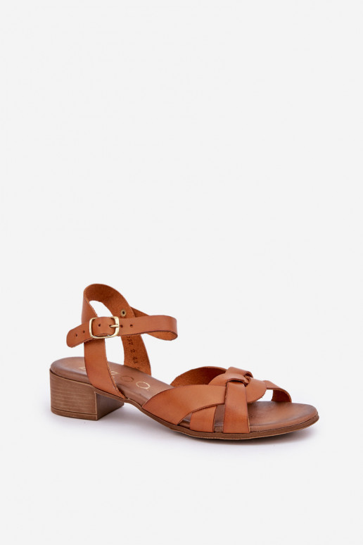 Leather Sandals On A Delicate Heel Brown Zazoo 40372 Leather Sandals On A Delicate Heel Brown Zazoo 40372