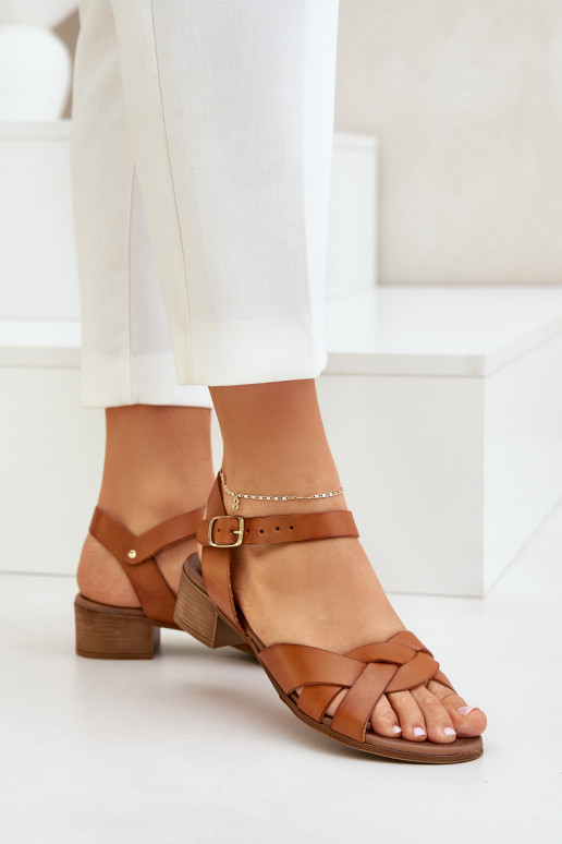 Leather Sandals On A Delicate Heel Brown Zazoo 40372 Leather Sandals On A Delicate Heel Brown Zazoo 40372