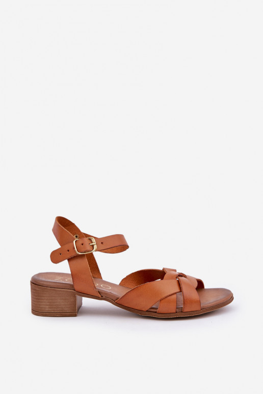 Leather Sandals On A Delicate Heel Brown Zazoo 40372 Leather Sandals On A Delicate Heel Brown Zazoo 40372