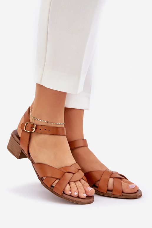Leather Sandals On A Delicate Heel Brown Zazoo 40372 Leather Sandals On A Delicate Heel Brown Zazoo 40372