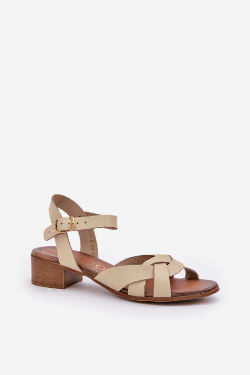Leather Sandals On A Delicate Heel Light Beige Zazoo 40372 Leather Sandals On A Delicate Heel Light Beige Zazoo 40372
