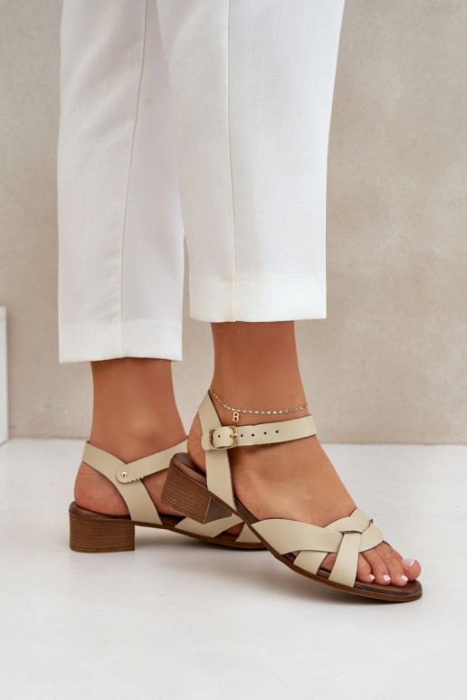 Leather Sandals On A Delicate Heel Light Beige Zazoo 40372 Leather Sandals On A Delicate Heel Light Beige Zazoo 40372