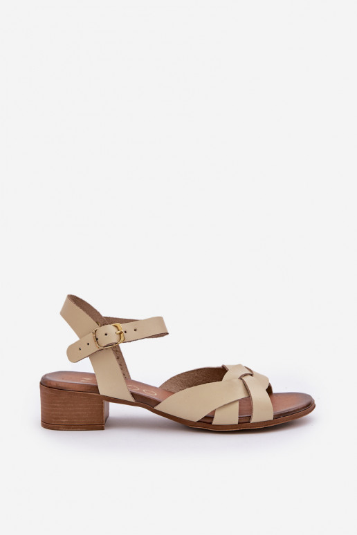Leather Sandals On A Delicate Heel Light Beige Zazoo 40372 Leather Sandals On A Delicate Heel Light Beige Zazoo 40372