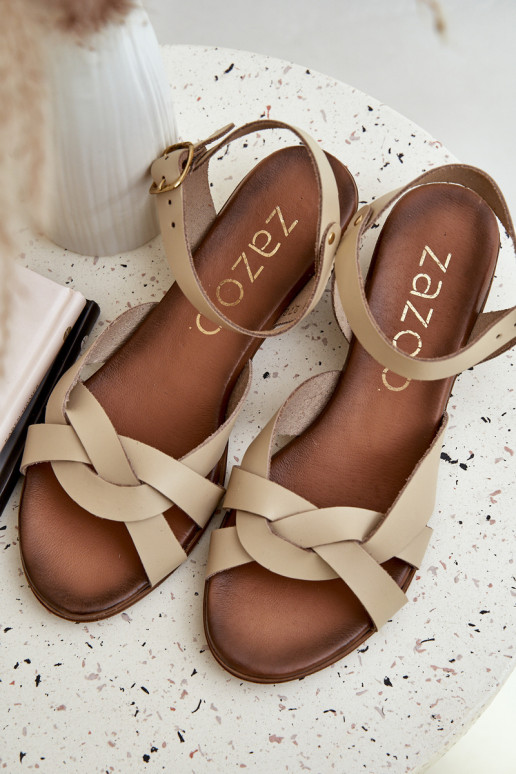 Leather Sandals On A Delicate Heel Light Beige Zazoo 40372 Leather Sandals On A Delicate Heel Light Beige Zazoo 40372