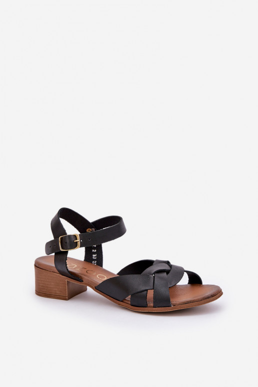 Leather Sandals On A Delicate Heel Zazoo 40372 Black Leather Sandals On A Delicate Heel Zazoo 40372 Black