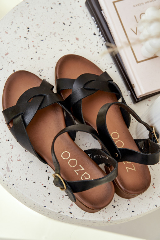 Leather Sandals On A Delicate Heel Zazoo 40372 Black Leather Sandals On A Delicate Heel Zazoo 40372 Black
