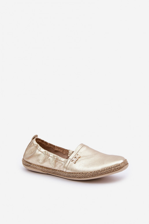 Elegant Leather Women's Espadrilles Zazoo 10177 Gold