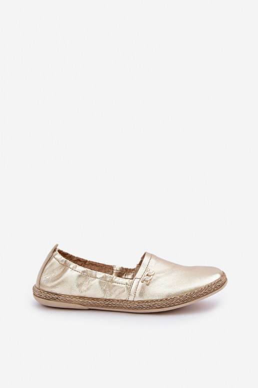 Eleganckie Skórzane Espadryle Damskie Zazoo 10177 Złote