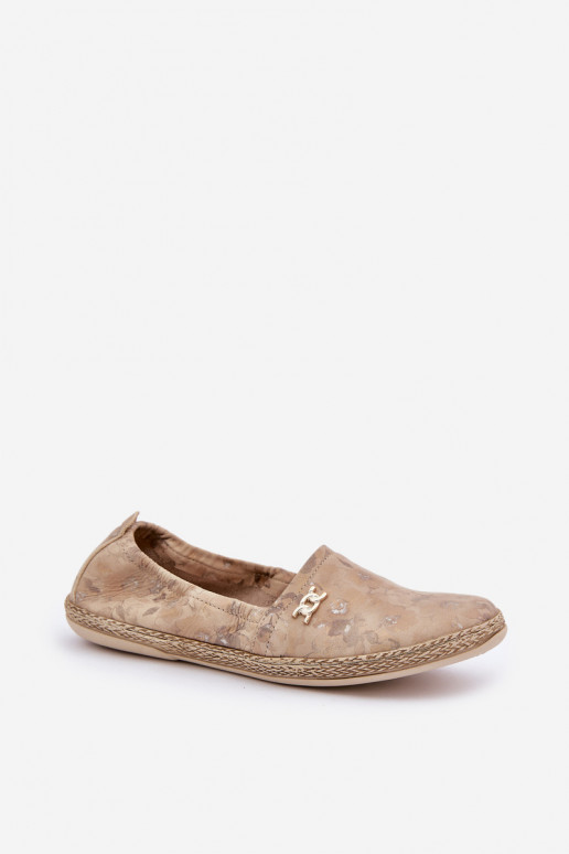 Eleganckie Zamszowe Espadryle W Kwiaty Damskie Zazoo 10177 Beżowe