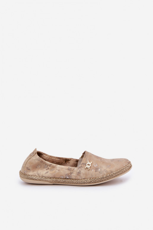Eleganckie Zamszowe Espadryle W Kwiaty Damskie Zazoo 10177 Beżowe