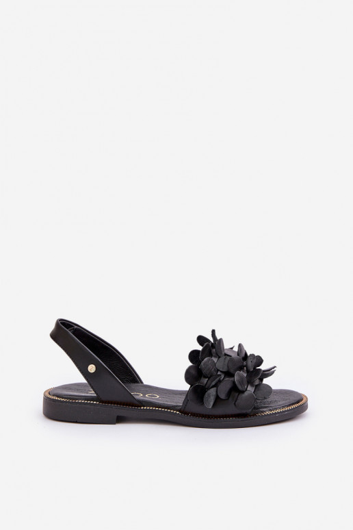 Leather Sandals On Flat Heel Zazoo 40425 Black Leather Sandals On Flat Heel Zazoo 40425 Black