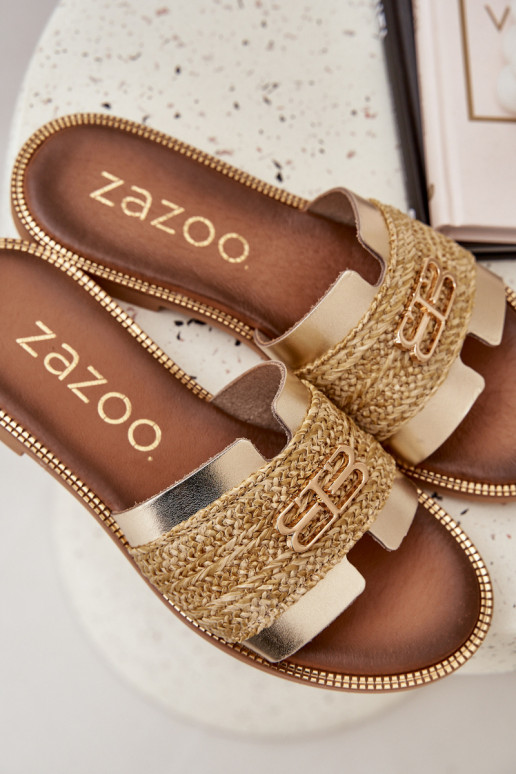 Leather sandals with decorative detail and braiding Zazoo 40426 gold Leather sandals with decorative detail and braiding Zazoo 40426 gold