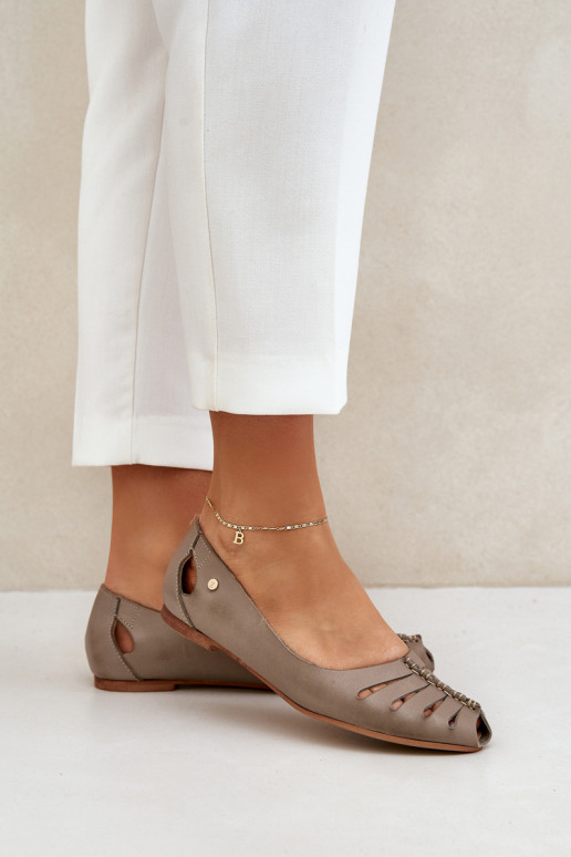 Zazoo 10009 Comfortable Women's Leather Ballet Flats Dark Beige Zazoo 10009 Comfortable Women's Leather Ballet Flats Dark Beige