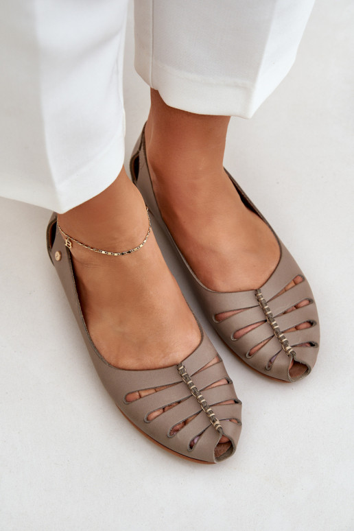 Zazoo 10009 Comfortable Women's Leather Ballet Flats Dark Beige Zazoo 10009 Comfortable Women's Leather Ballet Flats Dark Beige