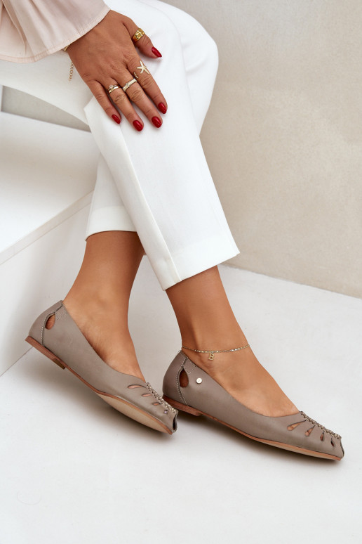 Zazoo 10009 Comfortable Women's Leather Ballet Flats Dark Beige Zazoo 10009 Comfortable Women's Leather Ballet Flats Dark Beige