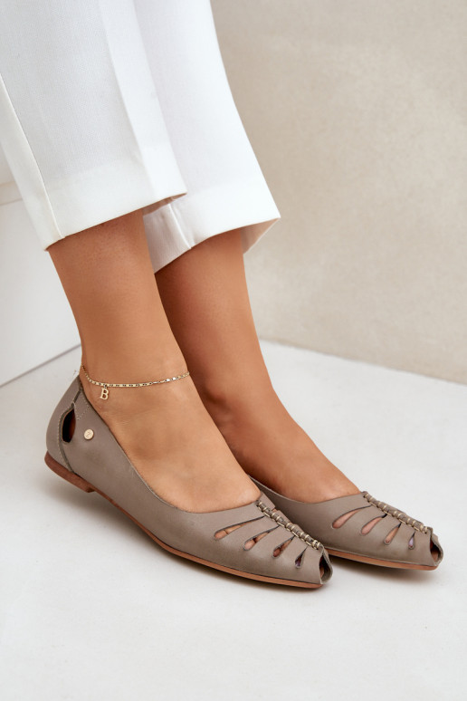 Zazoo 10009 Comfortable Women's Leather Ballet Flats Dark Beige Zazoo 10009 Comfortable Women's Leather Ballet Flats Dark Beige