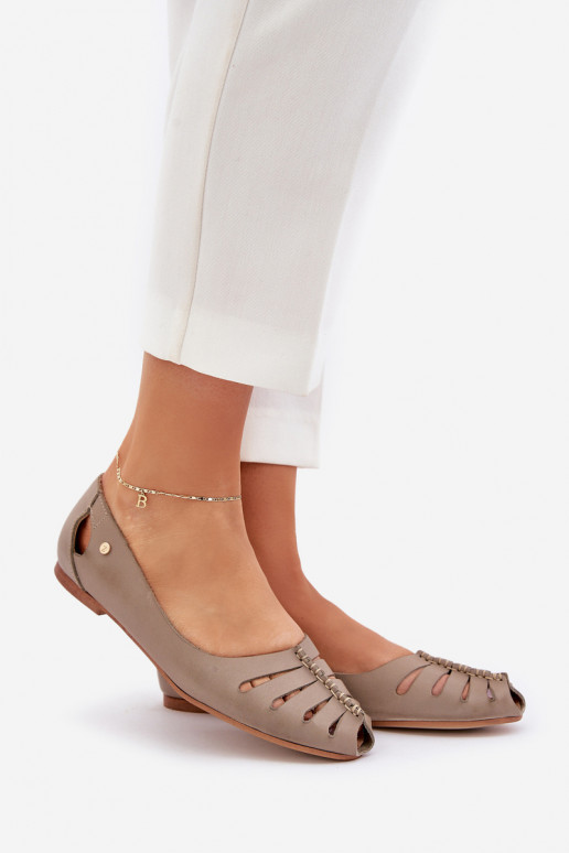 Zazoo 10009 Comfortable Women's Leather Ballet Flats Dark Beige Zazoo 10009 Comfortable Women's Leather Ballet Flats Dark Beige