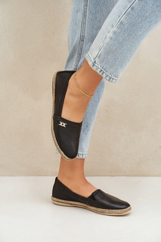 Eleganckie Skórzane Espadryle Damskie Zazoo 10177 Czarne