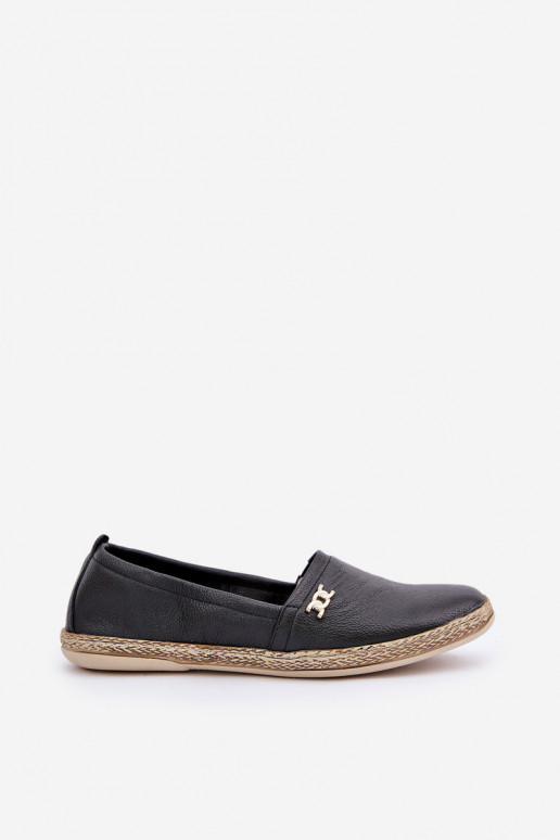 Eleganckie Skórzane Espadryle Damskie Zazoo 10177 Czarne