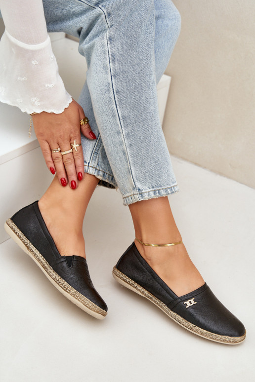 Eleganckie Skórzane Espadryle Damskie Zazoo 10177 Czarne