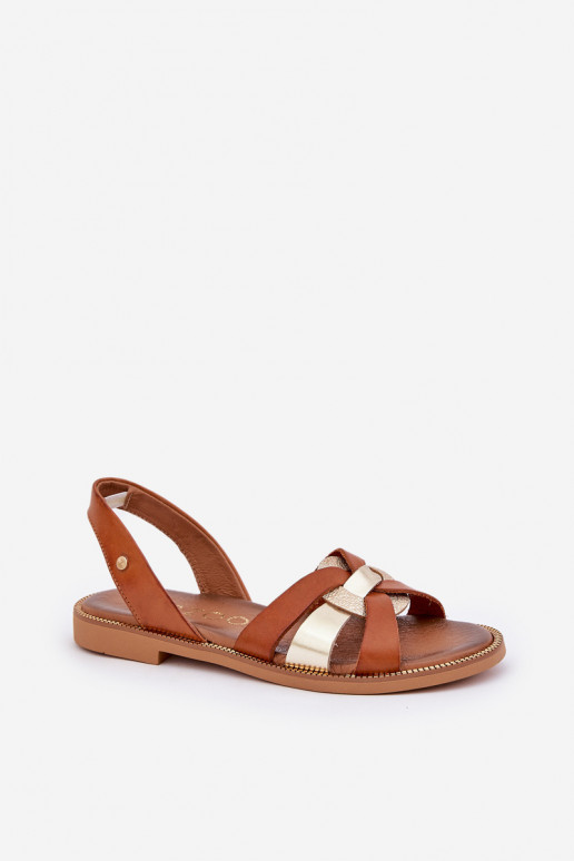 Zazoo 40382 Sandały Damskie Skórzane Brązowe Zazoo 40382 Sandały Damskie Skórzane Brązowe